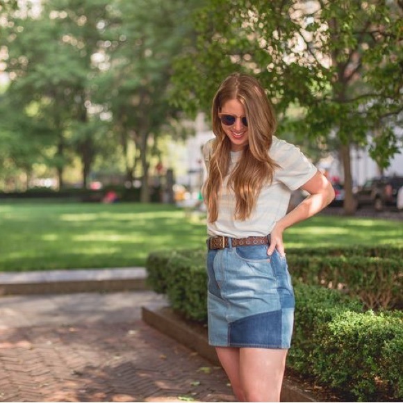 Levi’s x Anthropologie patchwork denim skirt size 25. - Picture 6 of 12